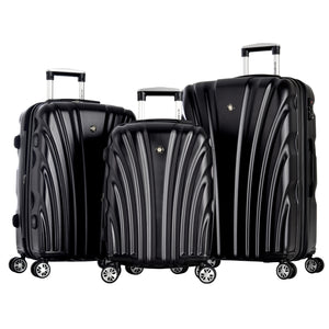 "Vortex" 3 Piece Hardcase Luggage Set W/Tsa Lock In Shadow Black