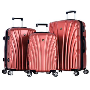 "Vortex" 3 Piece Hardcase Luggage Set W/Tsa Lock In Raspberry Pink
