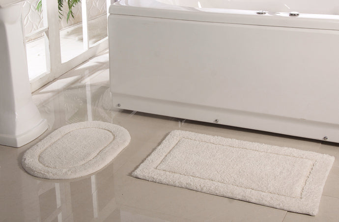 2 Piece Cotton Bath Rugs in Cream