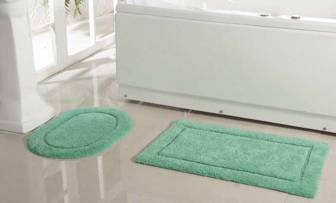 2 Piece Cotton Bath Rugs in Green