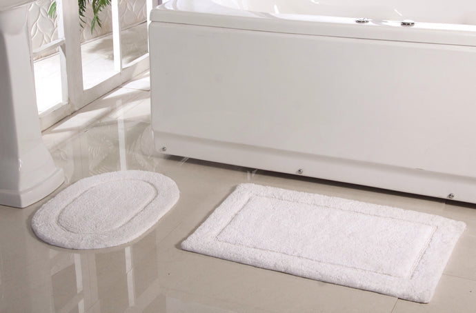 2 Piece Cotton Bath Rugs in White