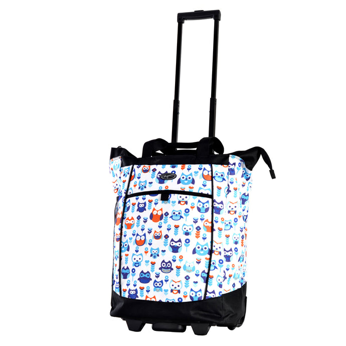Fashion Rolling Shopper Tote In Blue Owl