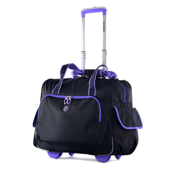 Deluxe Fashion Rolling Overnighter In Black & Purple