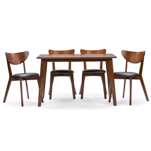 Baxton Studio Sumner Mid-Century Style "Walnut" Brown  5-Piece Dining Set