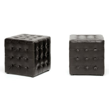 Set of 2 Baxton Studio Siskal Dark Brown Modern Cube Ottoman