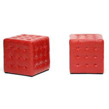 Set of 2 Baxton Studio Siskal Red Modern Cube Ottoman