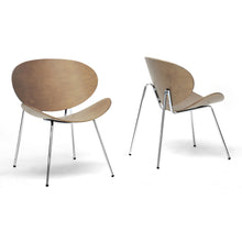 Set of 2 Baxton Studio Reaves Walnut Effect Mid-Century Modern Accent Chair
