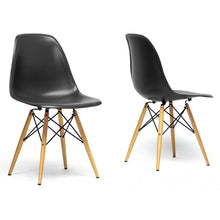Set of 2 Baxton Studio Azzo Black Plastic Mid-Century Modern Shell Chair