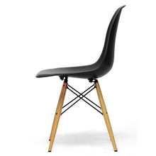 Set of 2 Baxton Studio Azzo Black Plastic Mid-Century Modern Shell Chair