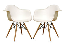 Set of 2 Baxton Studio Pascal White Plastic Mid-Century Modern Shell Chair