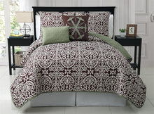 Tempo 5 Piece Reversible Full Queen Quilt In Sage