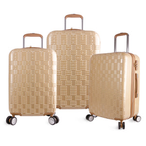 "T-Line Geon" Polycarbonate 3 Piece Spinner Set W/ Tsa Lock In Beige