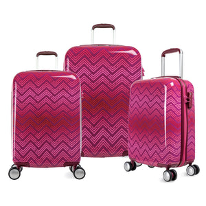 "T-Line Ri" Polycarbonate 3 Piece Spinner Set W/ Tsa Lock In Pink