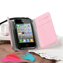 Synthetic Leather Wallet Flip Case Credit Card Holder For iPhone 4/4S in Pink