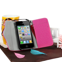 Synthetic Leather Wallet Flip Case Credit Card Holder For iPhone 4/4S in Rose