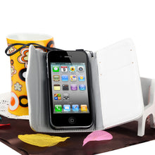 Synthetic Leather Wallet Flip Case Credit Card Holder For iPhone 4/4S in White