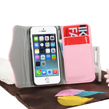 Synthetic Leather Wallet Flip Case Credit Card Holder For iPhone 5/5S in Pink