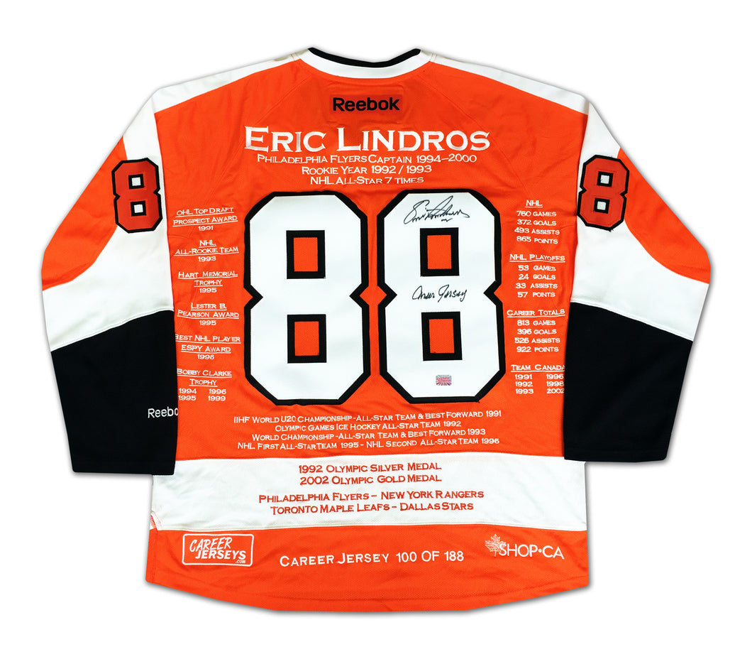 Eric Lindros Career Jersey - Autographed - LTD ED 188 - Philadelphia Flyers