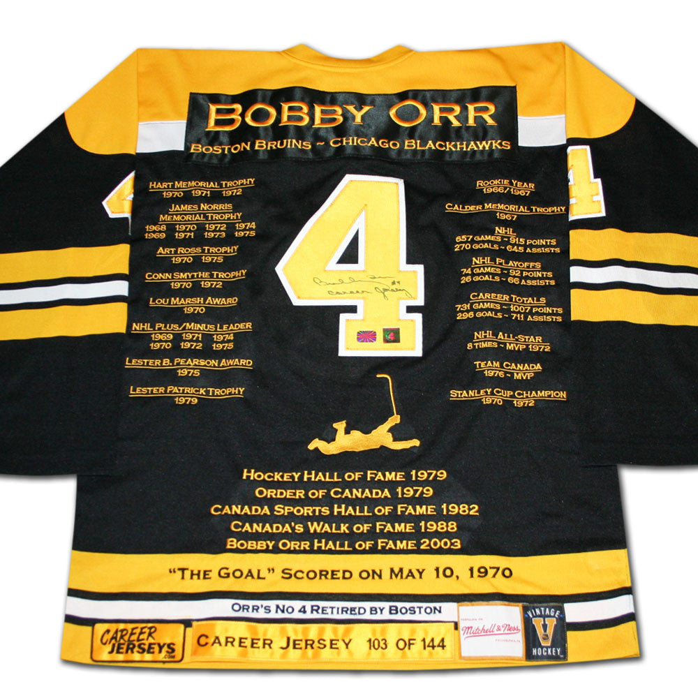 Bobby Orr Career Jersey - Autographed - LTD ED 144 - Boston Bruins