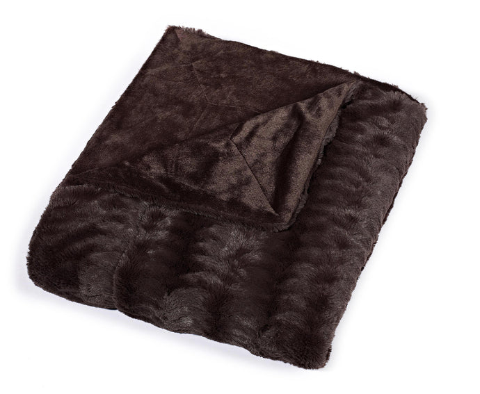 Classic Faux-Fur Oversized Throw in Chocolate