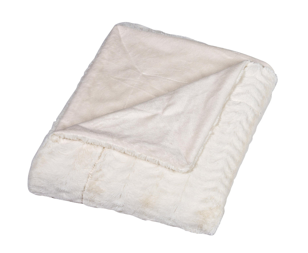 Classic Faux-Fur Oversized Throw in Cream