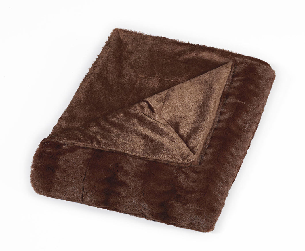 Classic Faux-Fur Oversized Throw in Tan